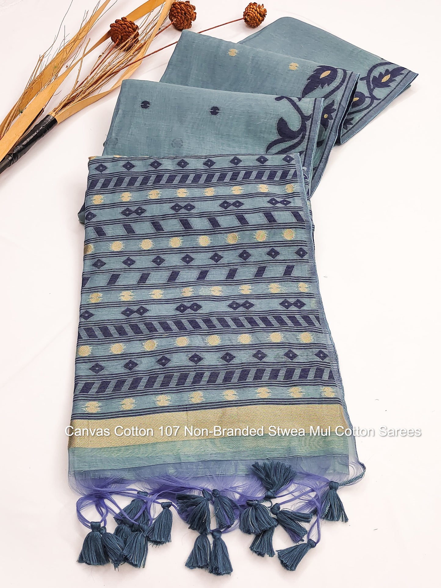 Canvas Cotton 107 Non-Branded Stwea Mul Cotton Sarees