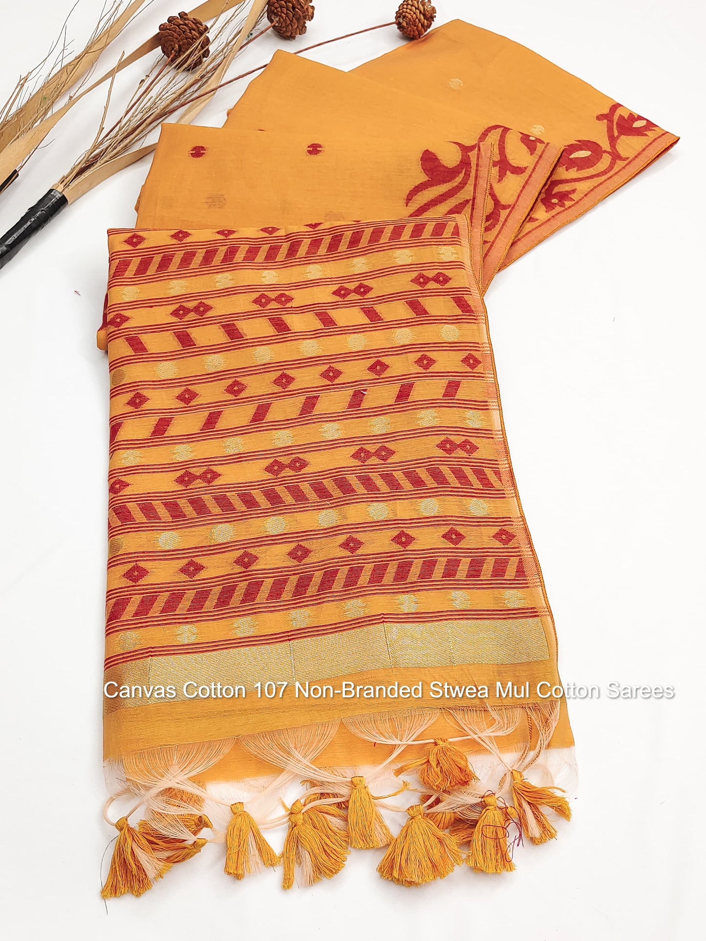 Canvas Cotton 107 Non-Branded Stwea Mul Cotton Sarees