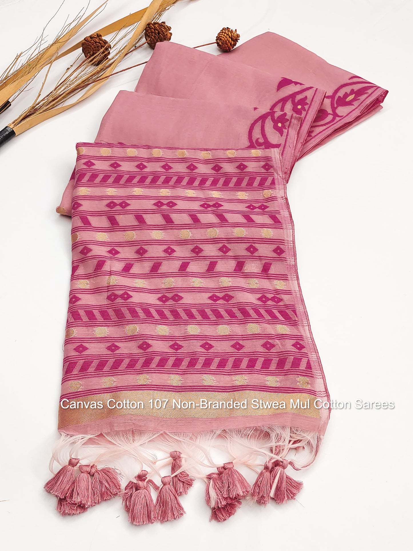 Canvas Cotton 107 Non-Branded Stwea Mul Cotton Sarees