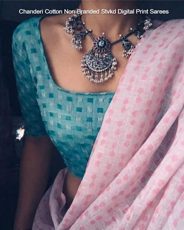 Chanderi Cotton Non-Branded Stvkd Digital Print Sarees