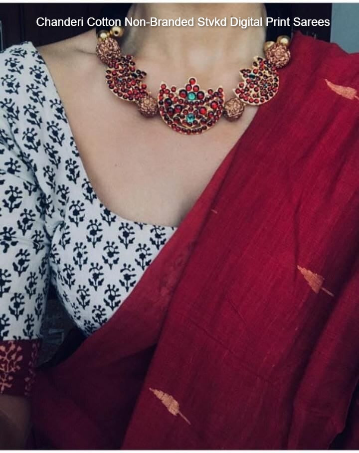 Chanderi Cotton Non-Branded Stvkd Digital Print Sarees