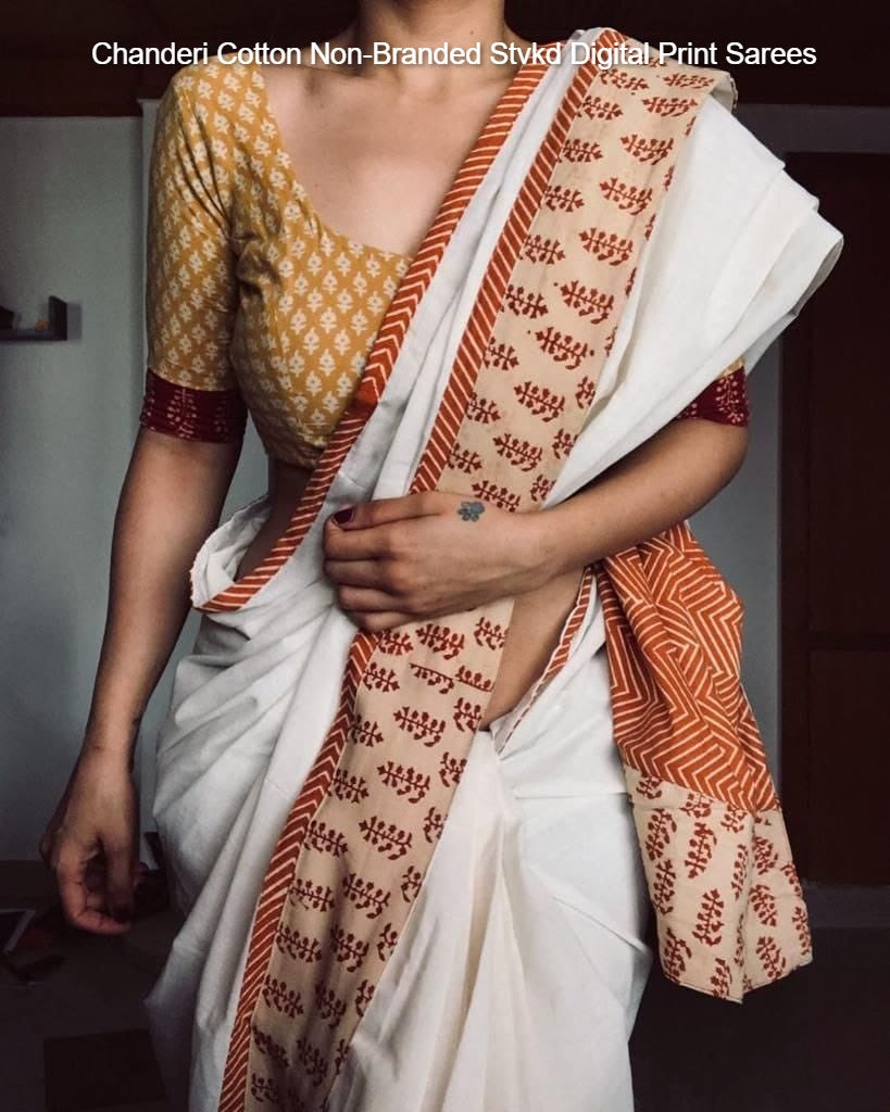Chanderi Cotton Non-Branded Stvkd Digital Print Sarees