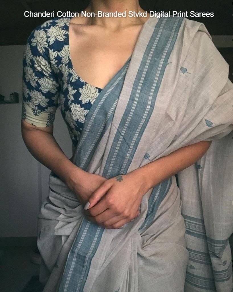 Chanderi Cotton Non-Branded Stvkd Digital Print Sarees