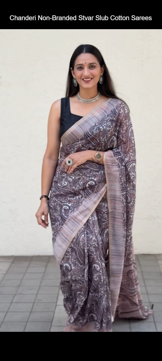 Chanderi Non-Branded Stvar Slub Cotton Sarees