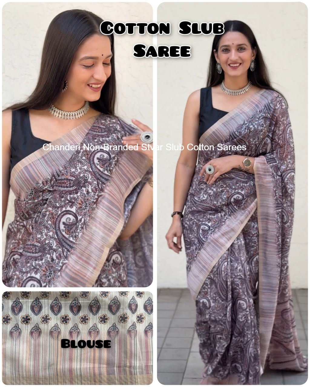 Chanderi Non-Branded Stvar Slub Cotton Sarees