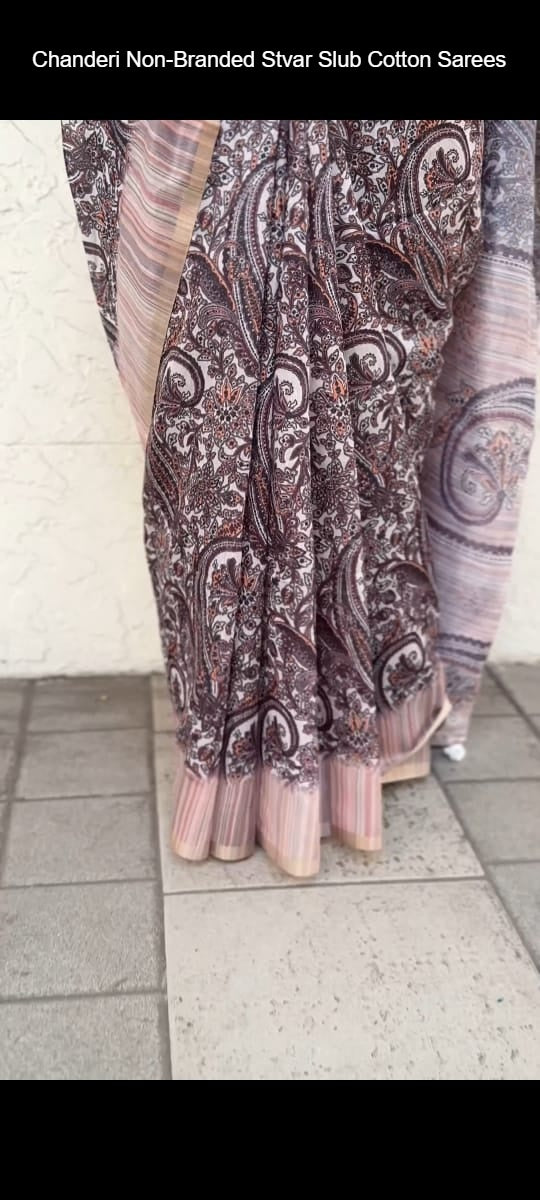 Chanderi Non-Branded Stvar Slub Cotton Sarees