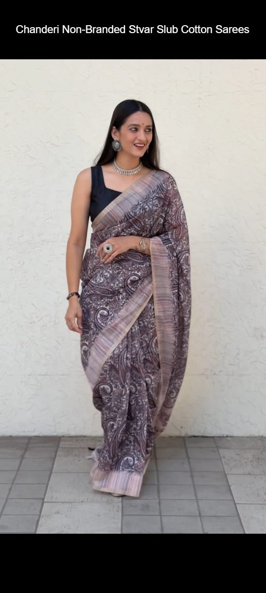 Chanderi Non-Branded Stvar Slub Cotton Sarees