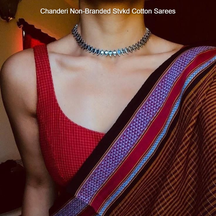 Chanderi Non-Branded Stvkd Cotton Sarees