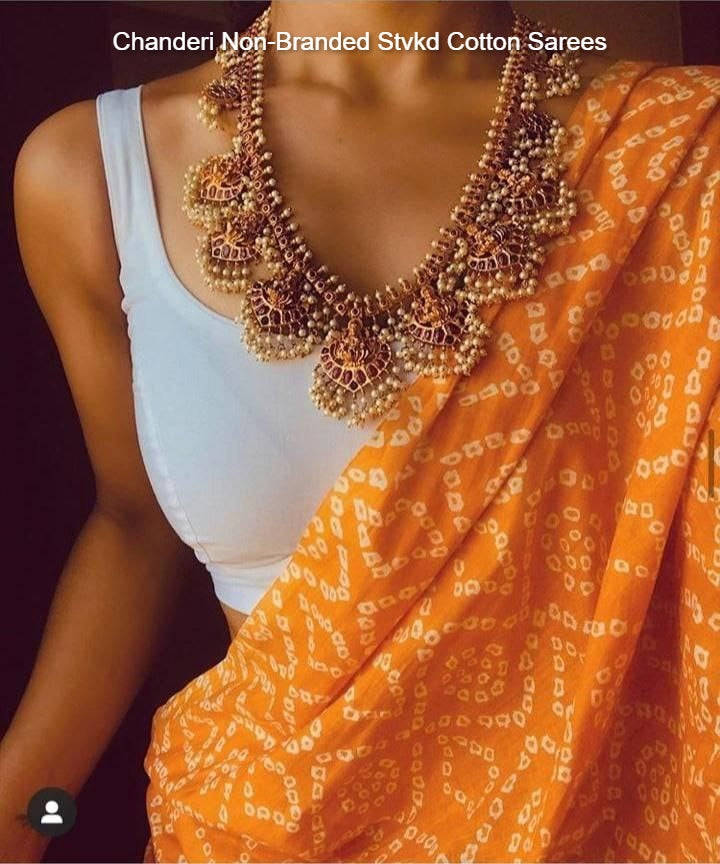 Chanderi Non-Branded Stvkd Cotton Sarees