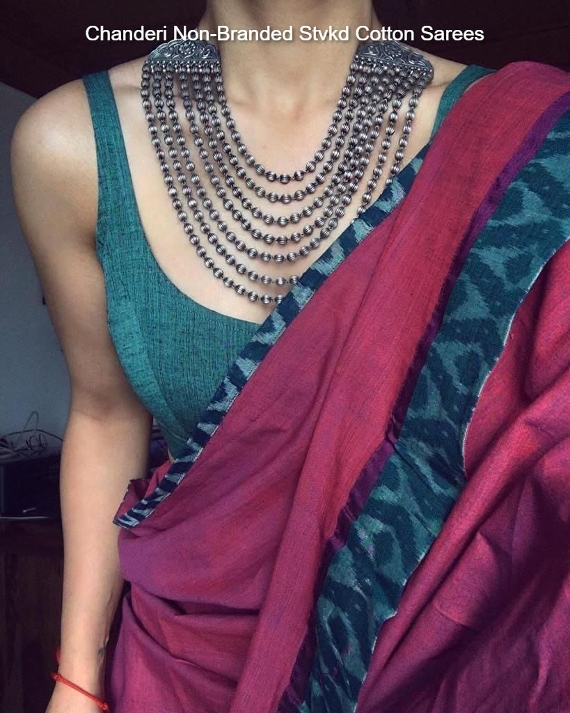 Chanderi Non-Branded Stvkd Cotton Sarees
