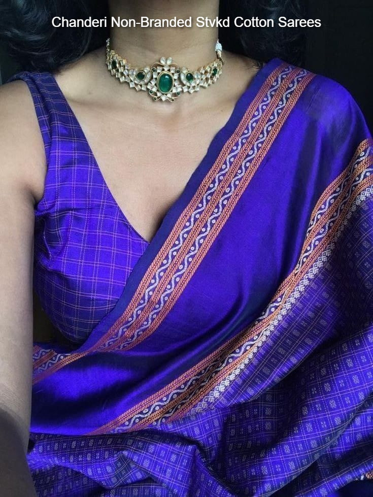 Chanderi Non-Branded Stvkd Cotton Sarees