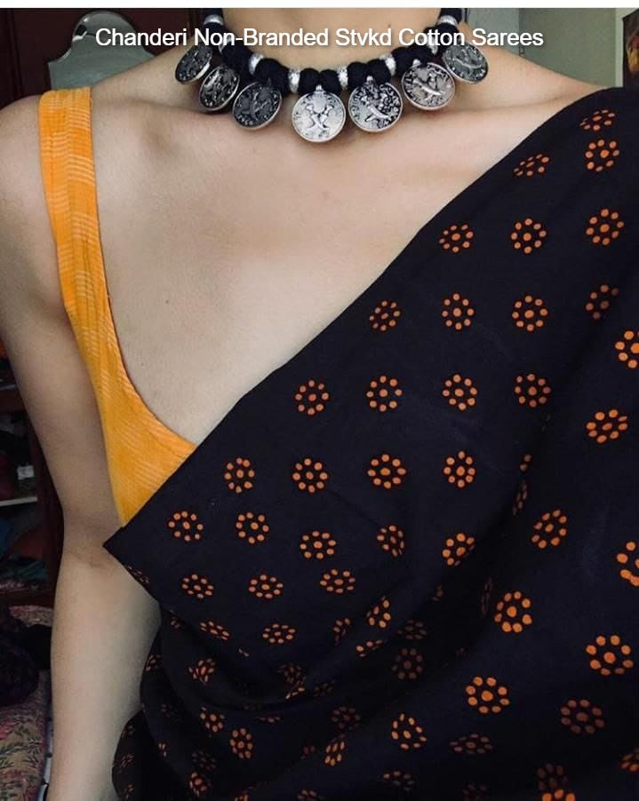 Chanderi Non-Branded Stvkd Cotton Sarees