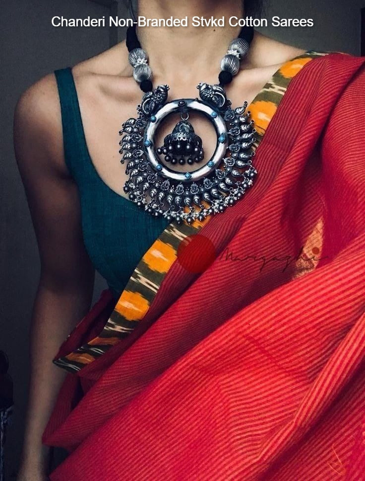 Chanderi Non-Branded Stvkd Cotton Sarees