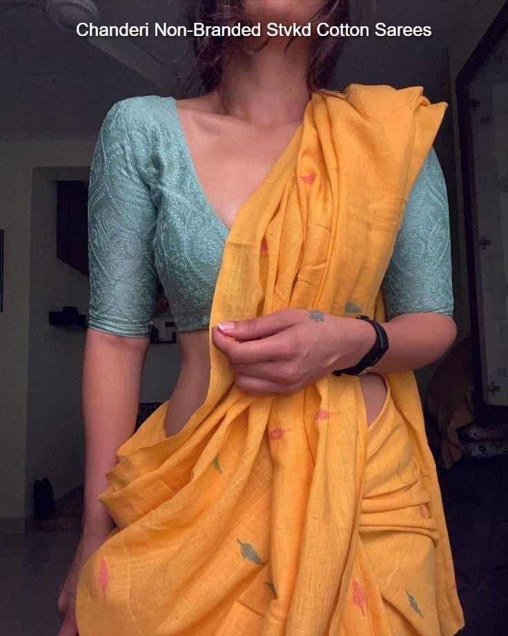 Chanderi Non-Branded Stvkd Cotton Sarees