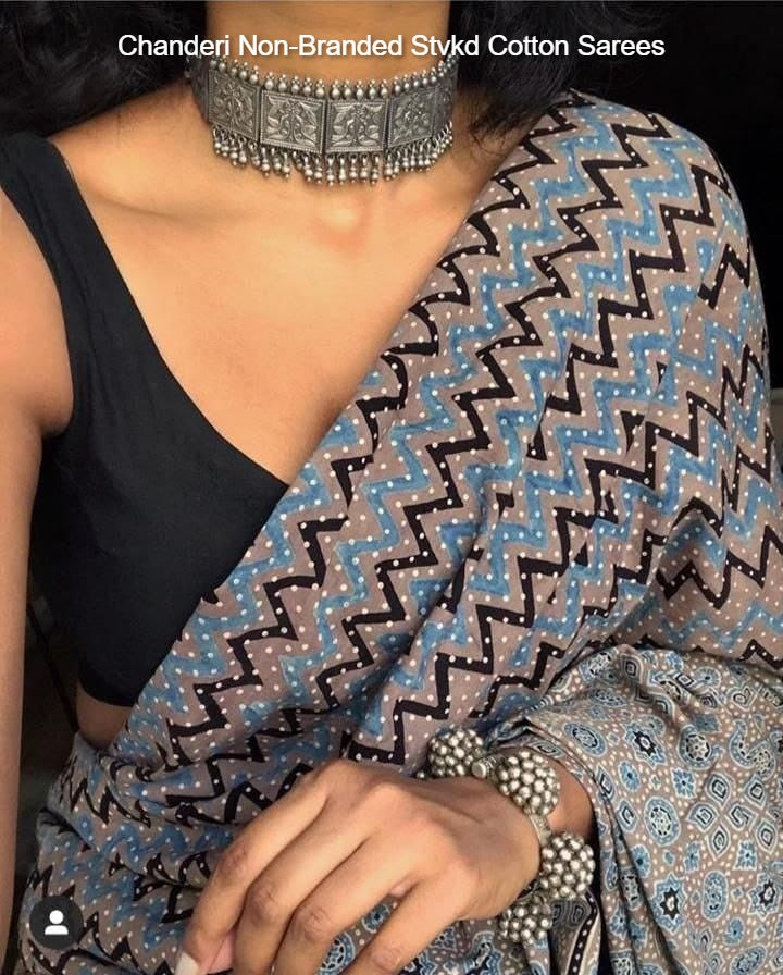 Chanderi Non-Branded Stvkd Cotton Sarees