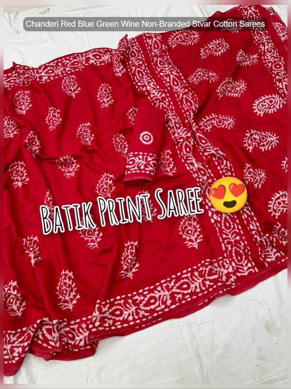 Chanderi Red Blue Green Wine Non-Branded Stvar Cotton Sarees