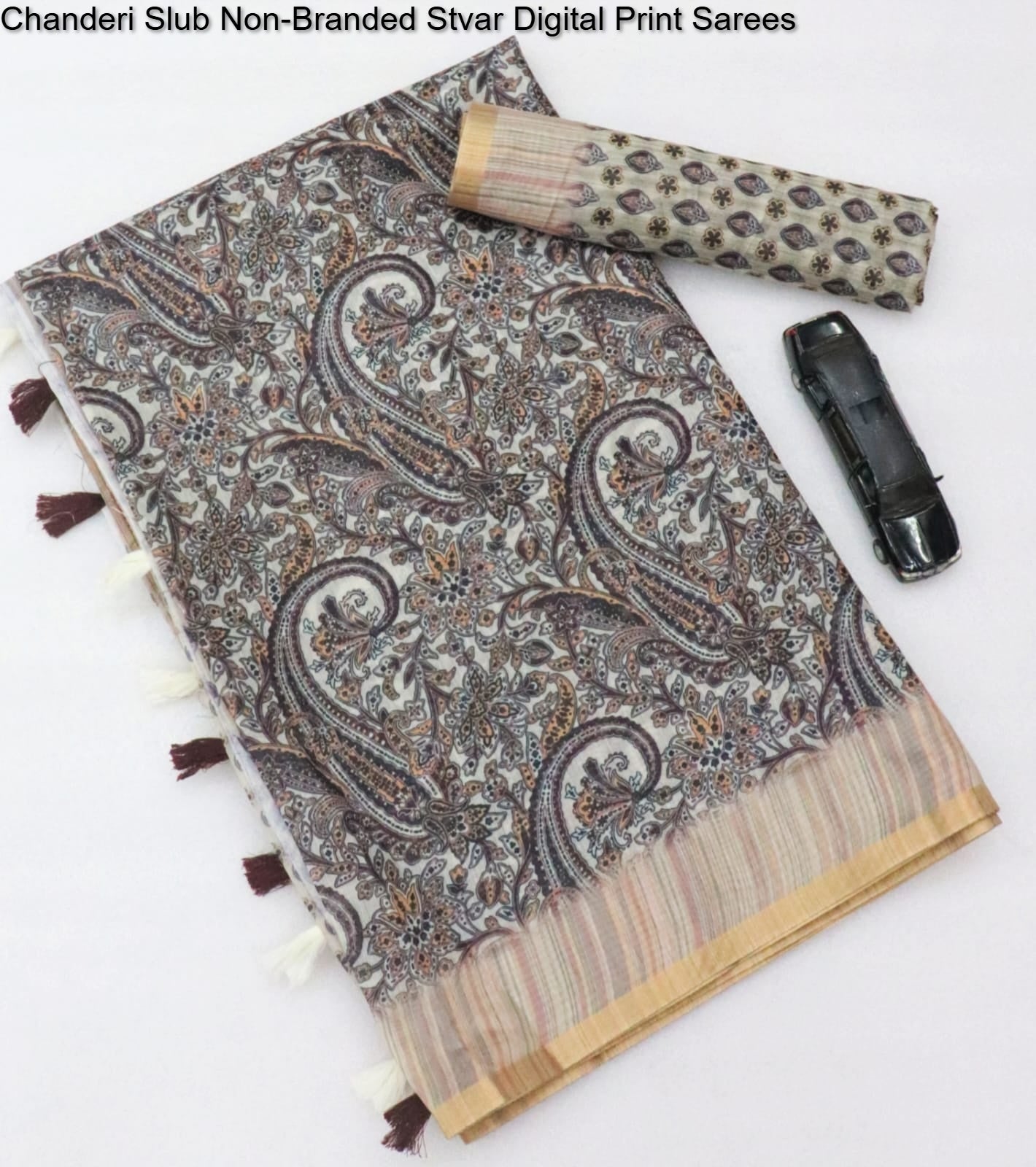 Chanderi Slub Non-Branded Stvar Digital Print Sarees