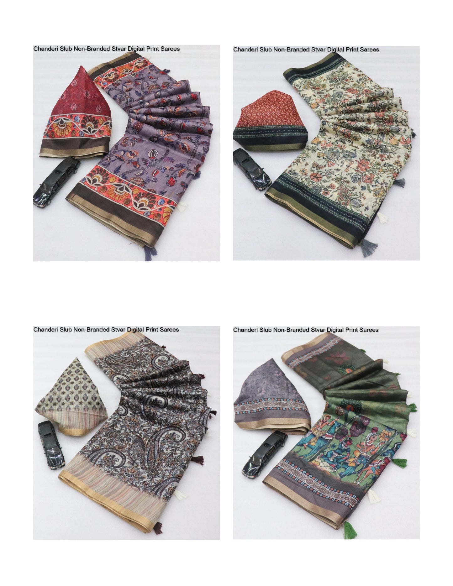 Chanderi Slub Non-Branded Stvar Digital Print Sarees