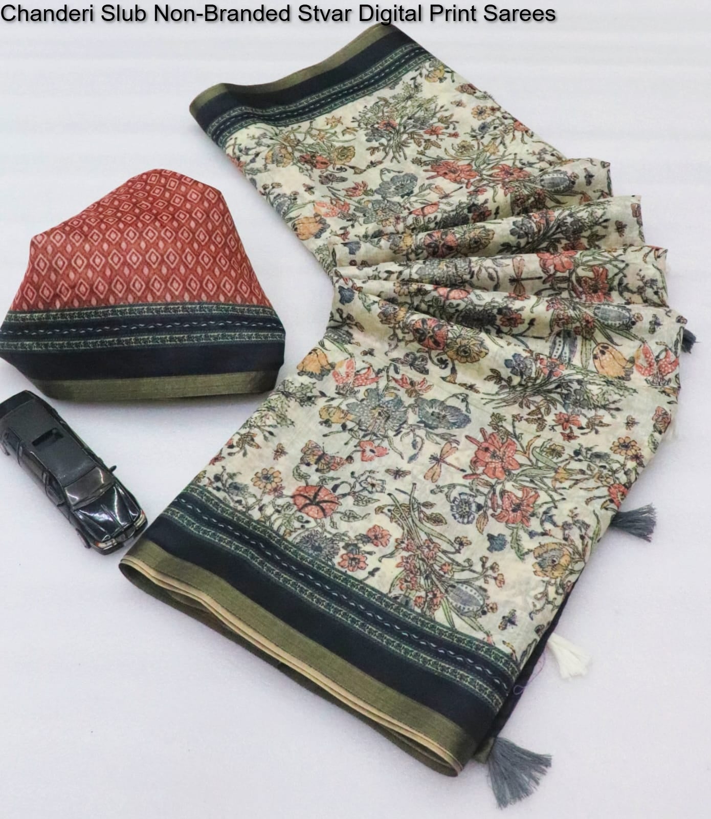 Chanderi Slub Non-Branded Stvar Digital Print Sarees