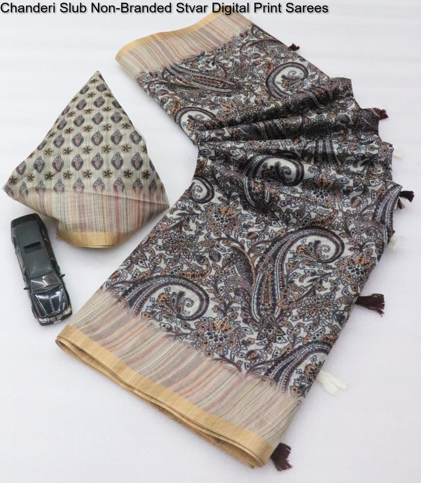 Chanderi Slub Non-Branded Stvar Digital Print Sarees