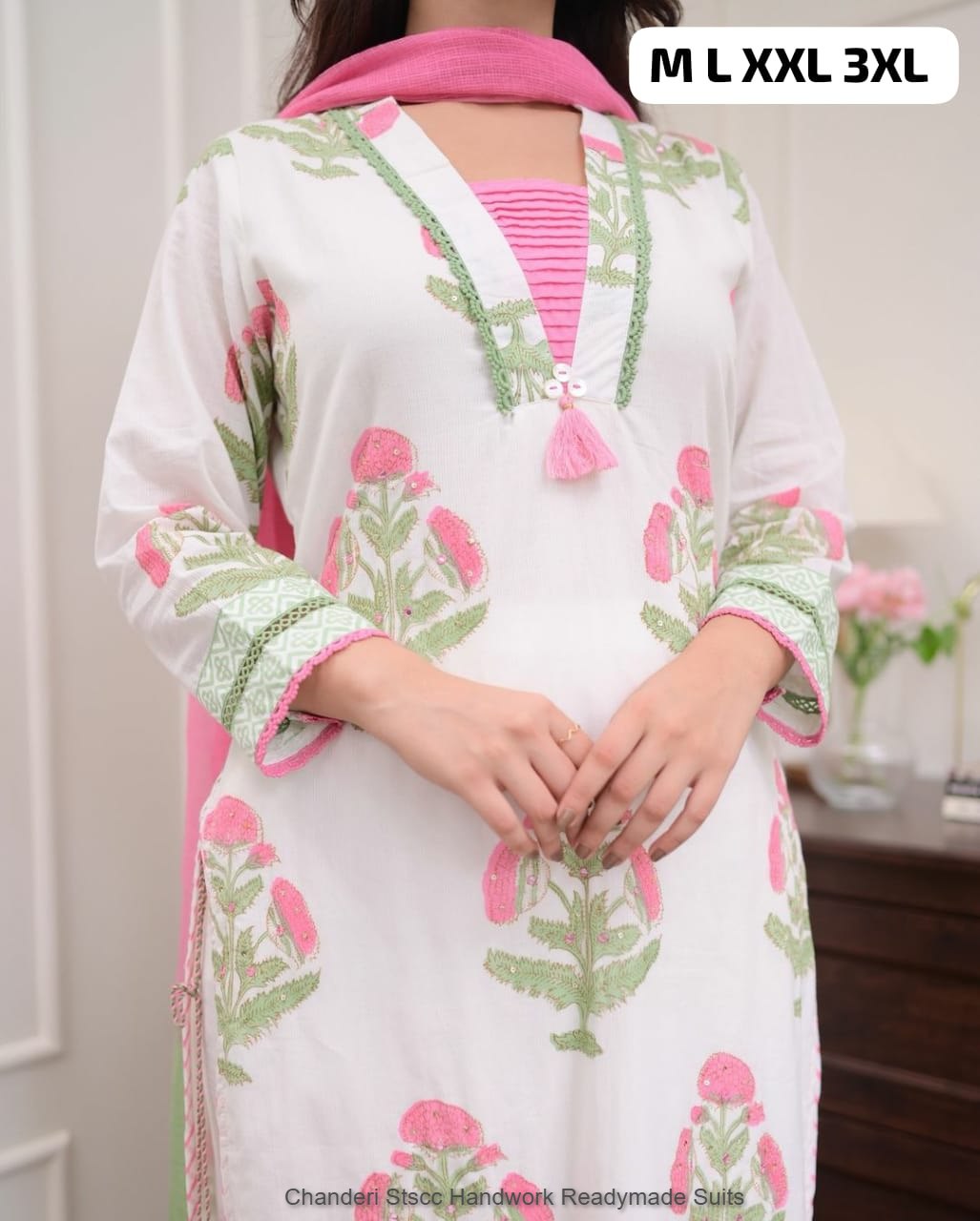 Chanderi Stscc Handwork Readymade Suits