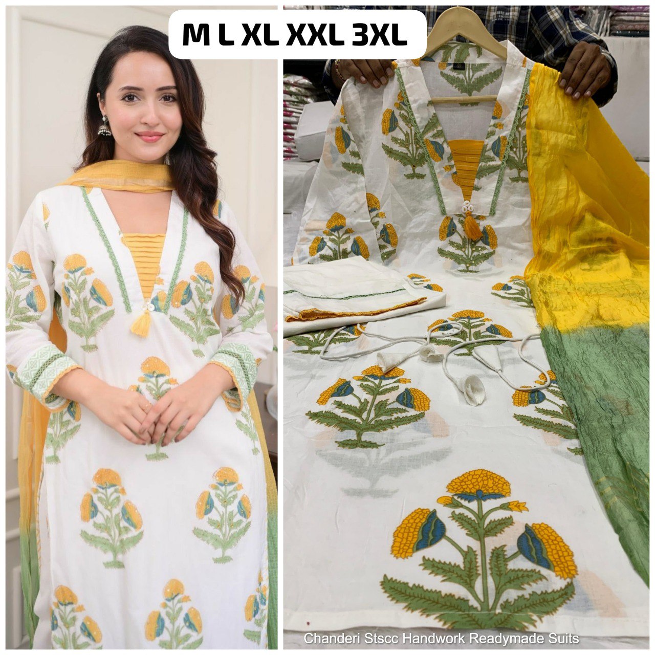 Chanderi Stscc Handwork Readymade Suits