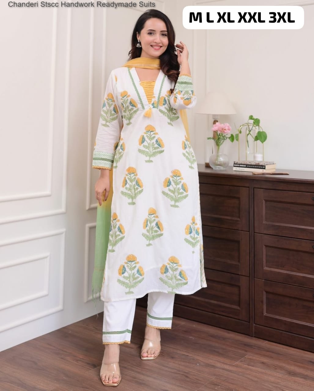 Chanderi Stscc Handwork Readymade Suits