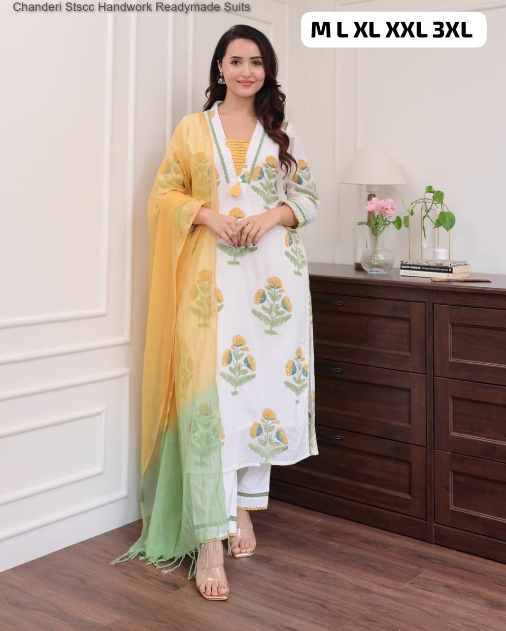 Chanderi Stscc Handwork Readymade Suits