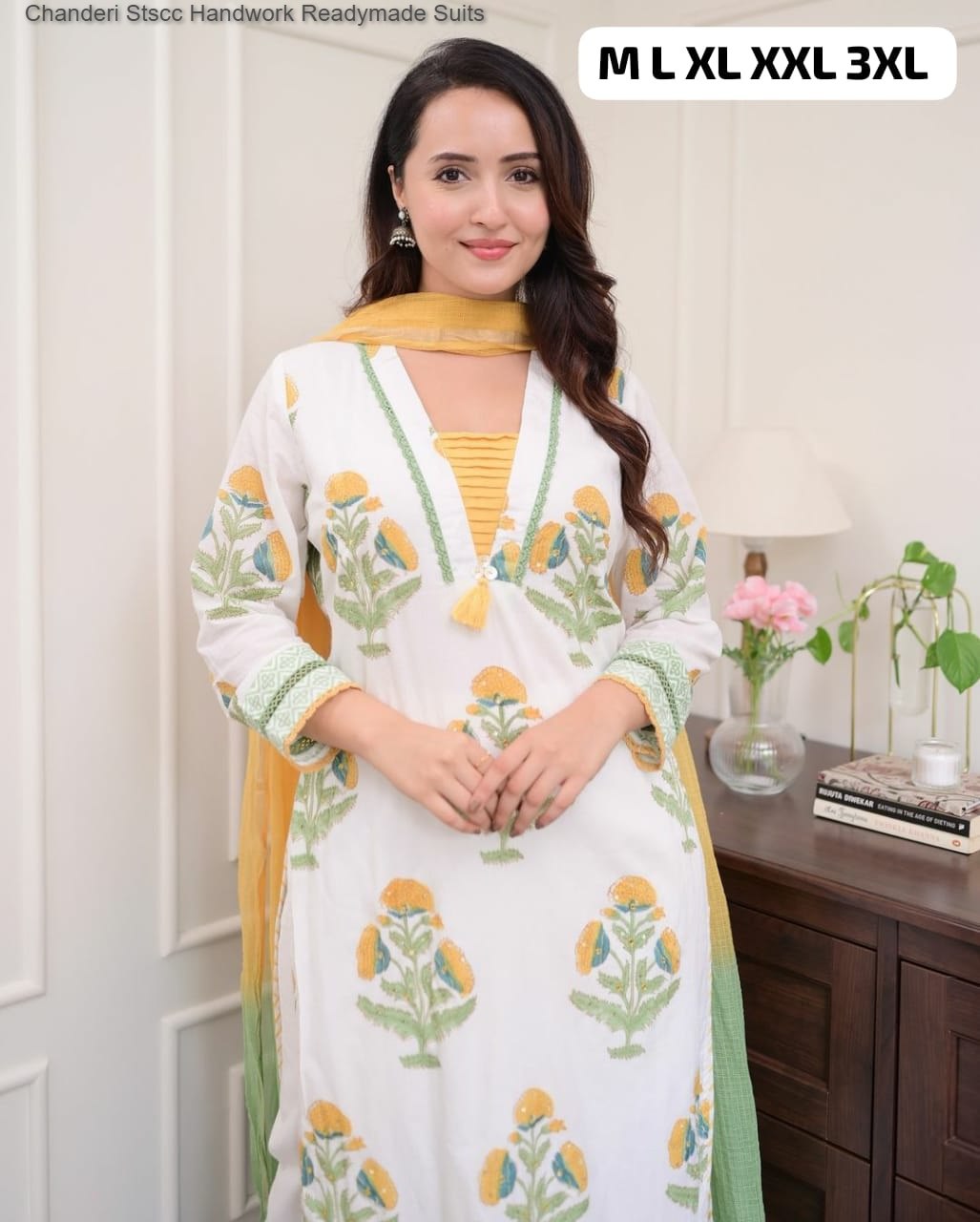 Chanderi Stscc Handwork Readymade Suits