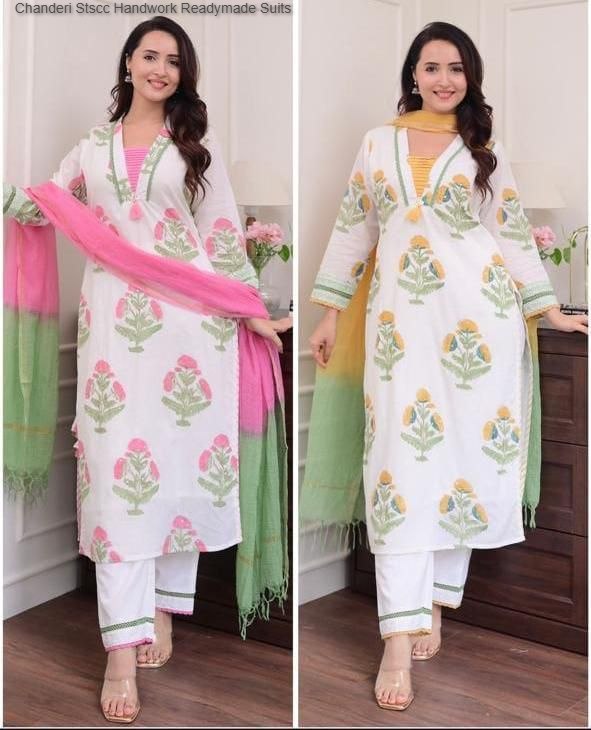 Chanderi Stscc Handwork Readymade Suits