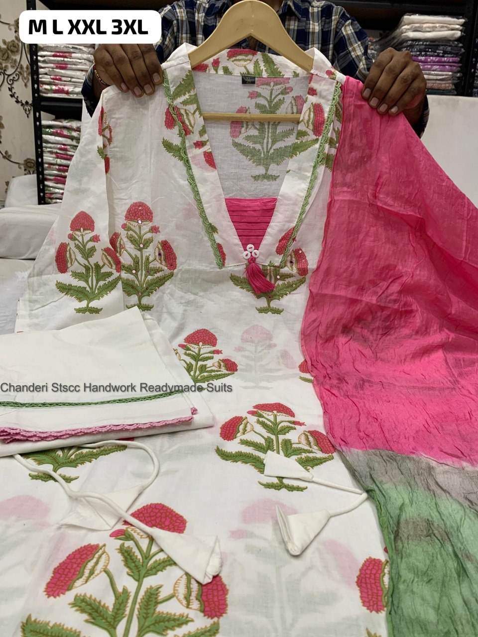 Chanderi Stscc Handwork Readymade Suits