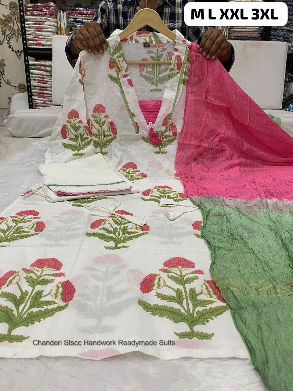 Chanderi Stscc Handwork Readymade Suits