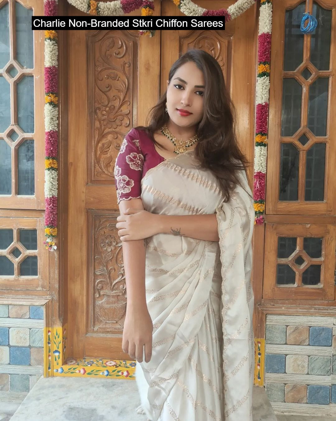 Charlie Non-Branded Stkri Chiffon Sarees