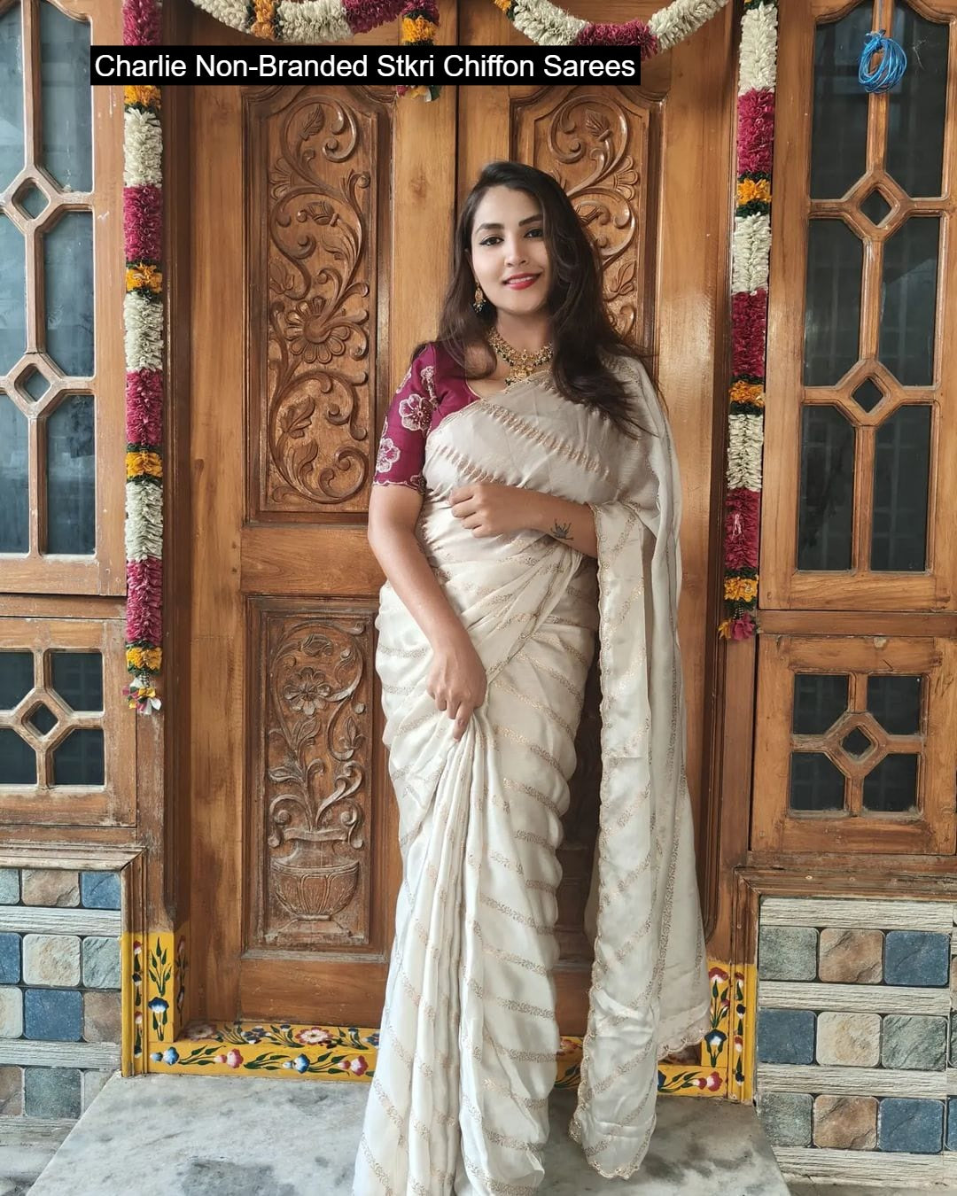 Charlie Non-Branded Stkri Chiffon Sarees