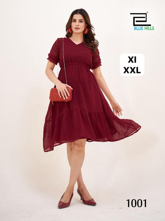 Charming 1001 Bluehills Georgette Western Dress