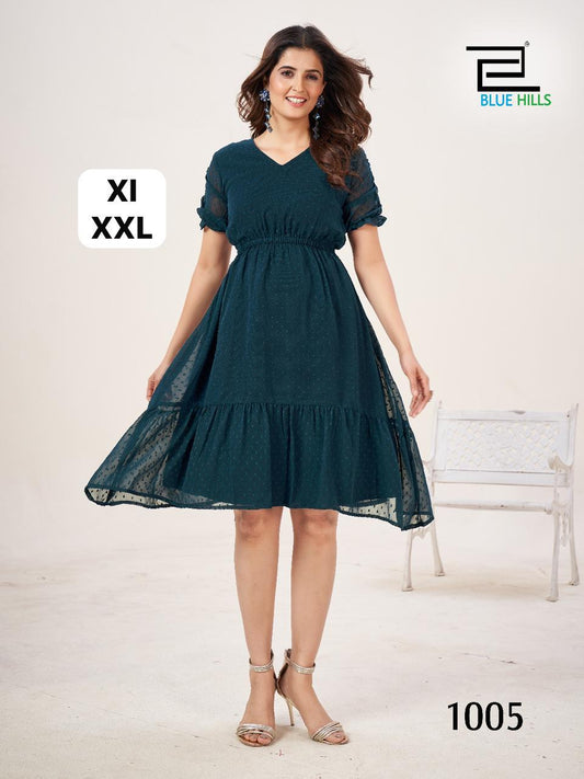 Charming 1005 Bluehills Georgette Western Dress