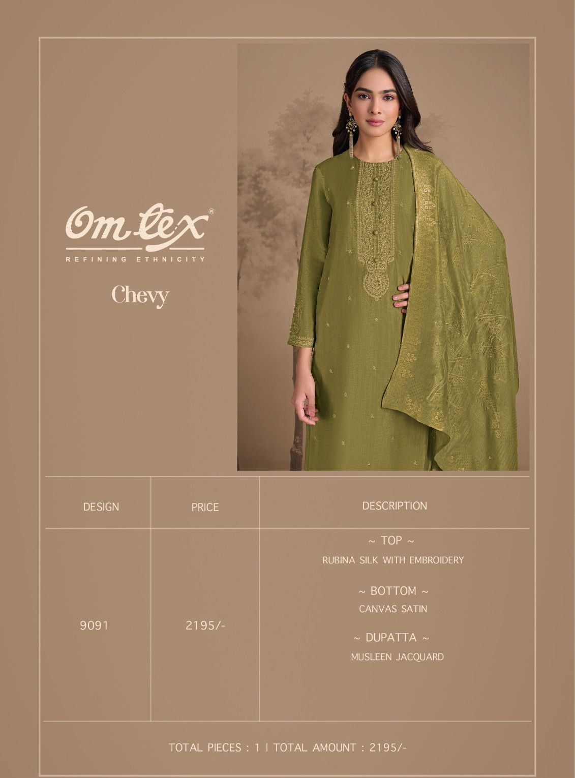 Chevy 9091 Omtex Rubina Silk Unstitched Suits