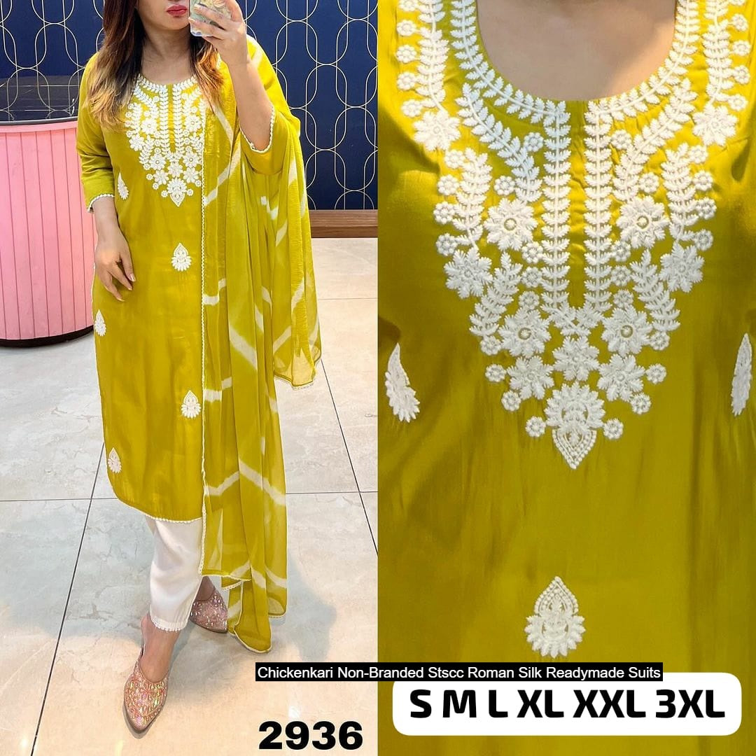 Chickenkari Non-Branded Stscc Roman Silk Readymade Suits