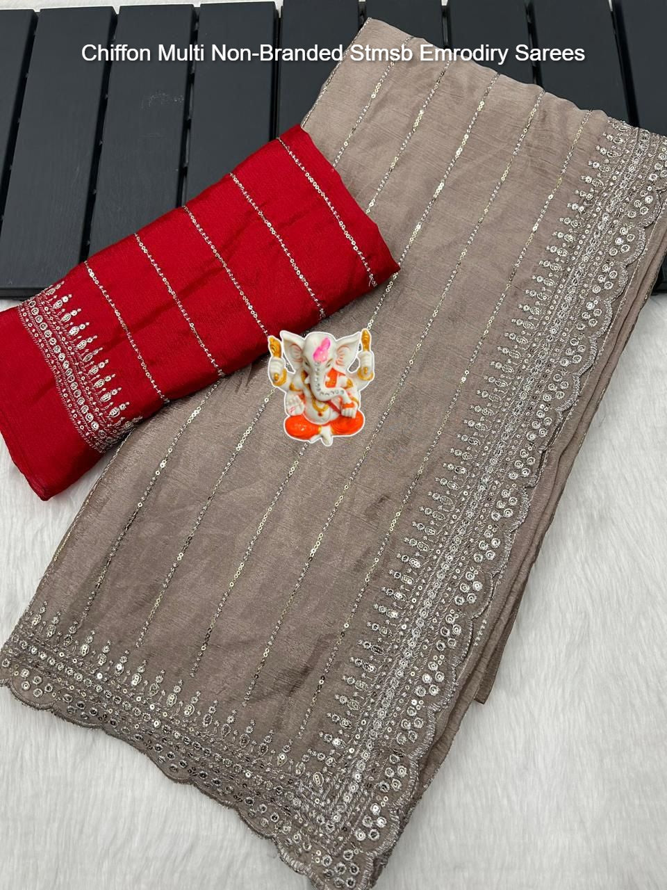 Chiffon Multi Non-Branded Stmsb Emrodiry Sarees