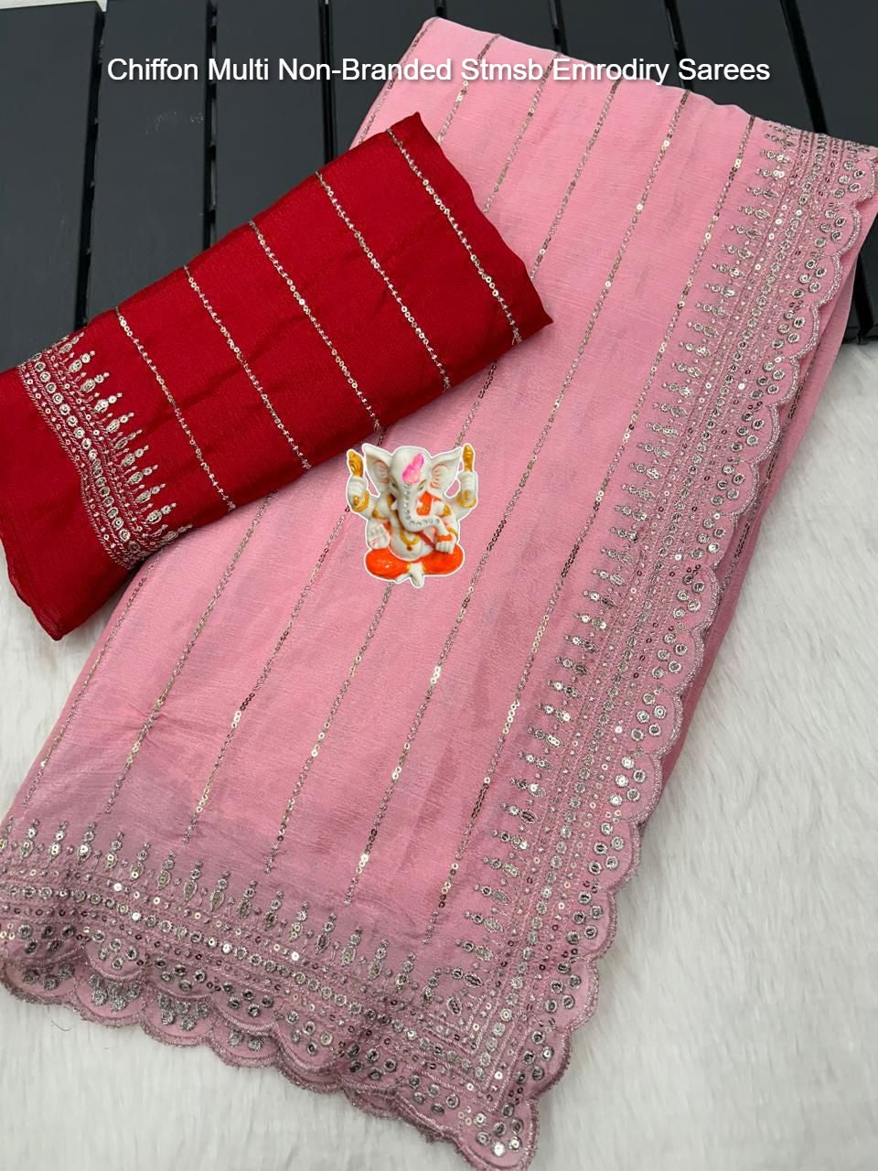 Chiffon Multi Non-Branded Stmsb Emrodiry Sarees