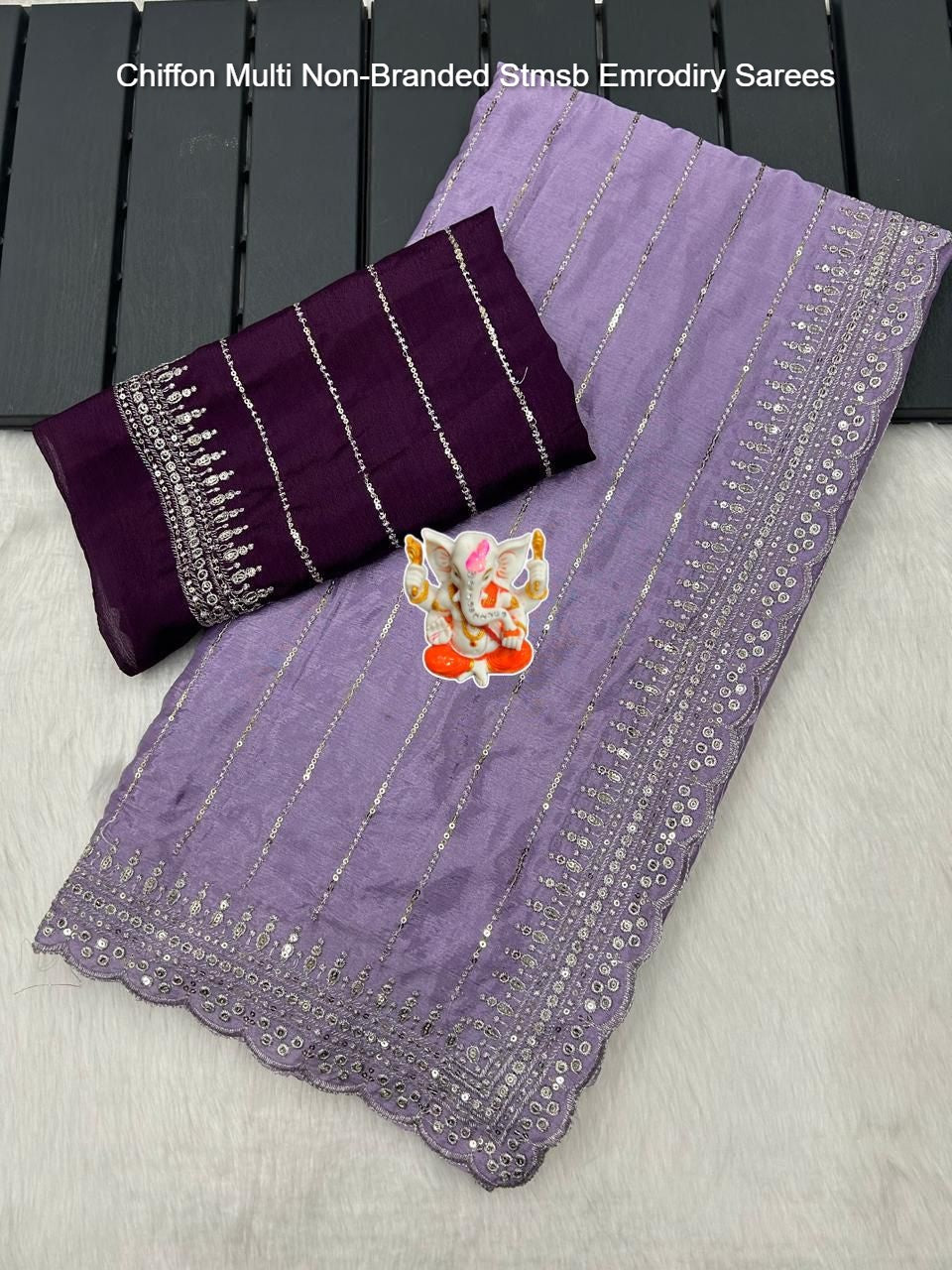 Chiffon Multi Non-Branded Stmsb Emrodiry Sarees