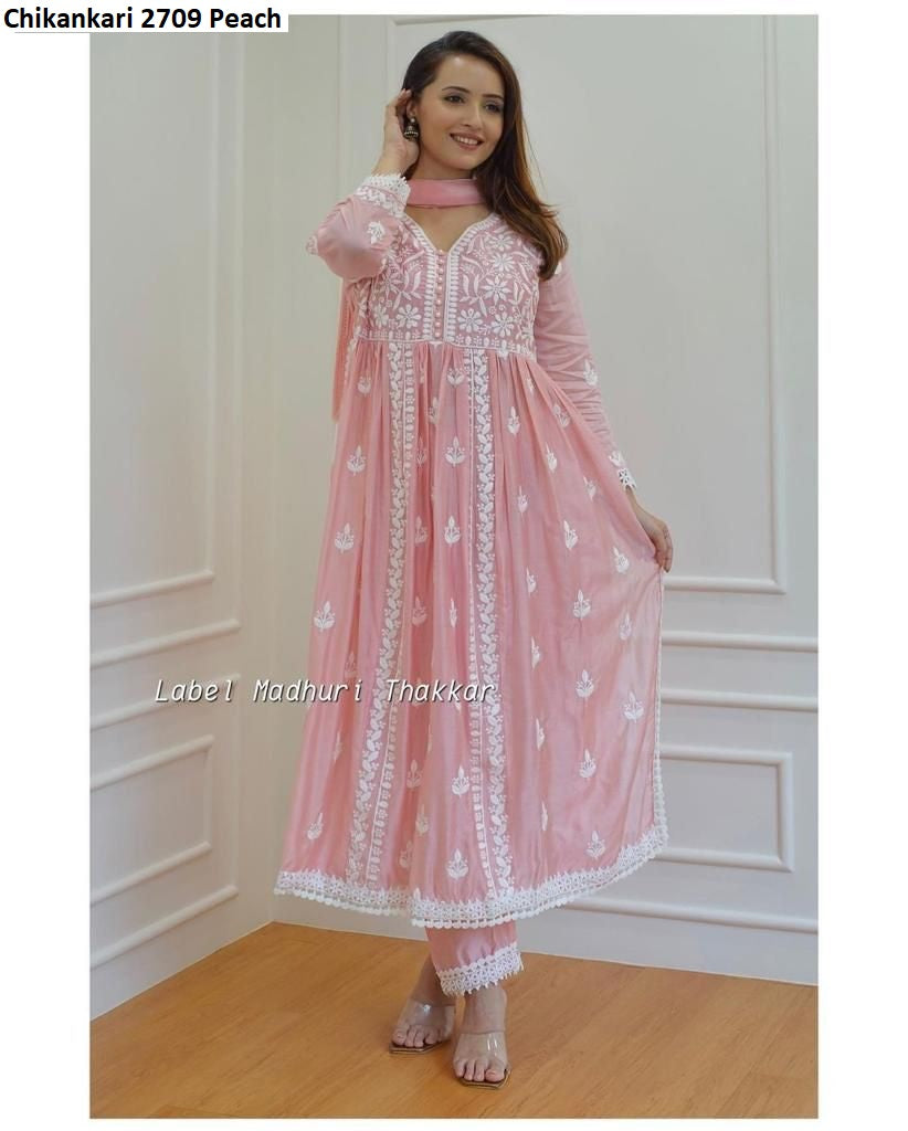 Chikankari 2709 Peach Pavitra Sharma Festival Special Readymade Suits