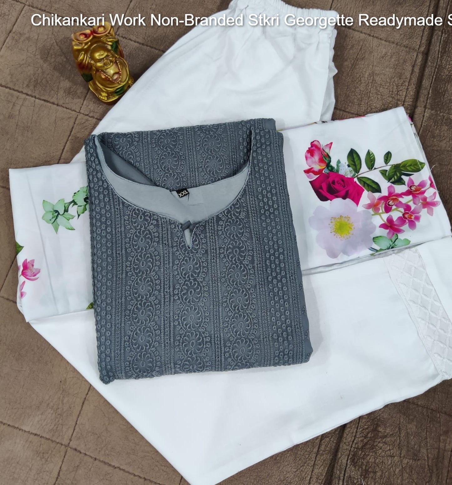 Chikankari Work Non-Branded Stkri Georgette Readymade Suits