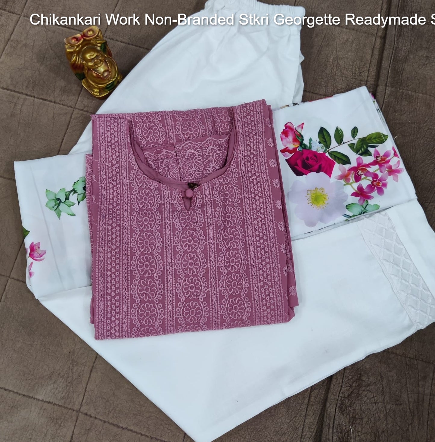 Chikankari Work Non-Branded Stkri Georgette Readymade Suits