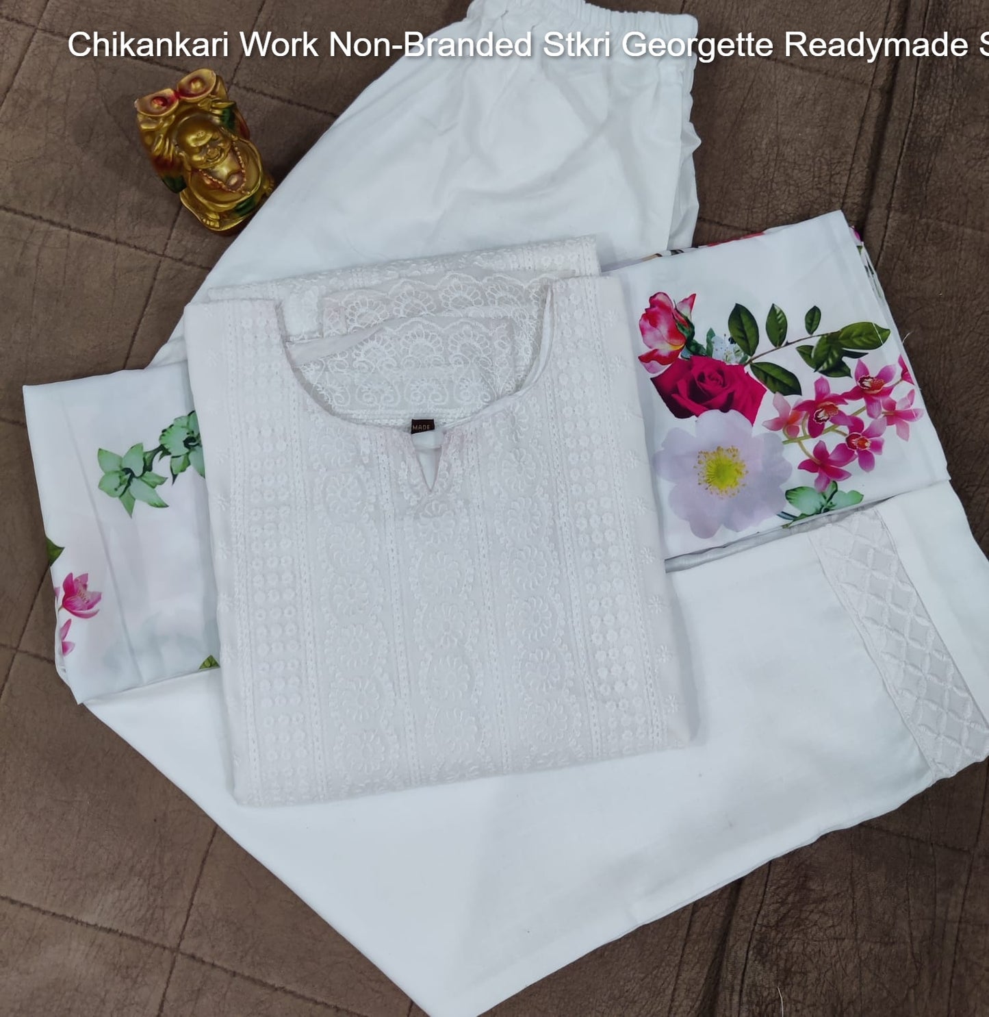 Chikankari Work Non-Branded Stkri Georgette Readymade Suits