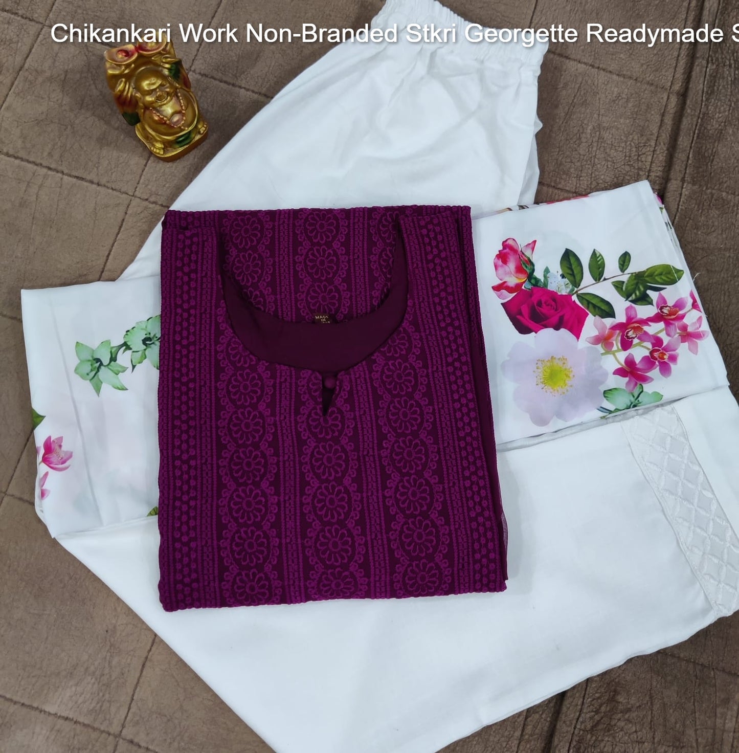 Chikankari Work Non-Branded Stkri Georgette Readymade Suits