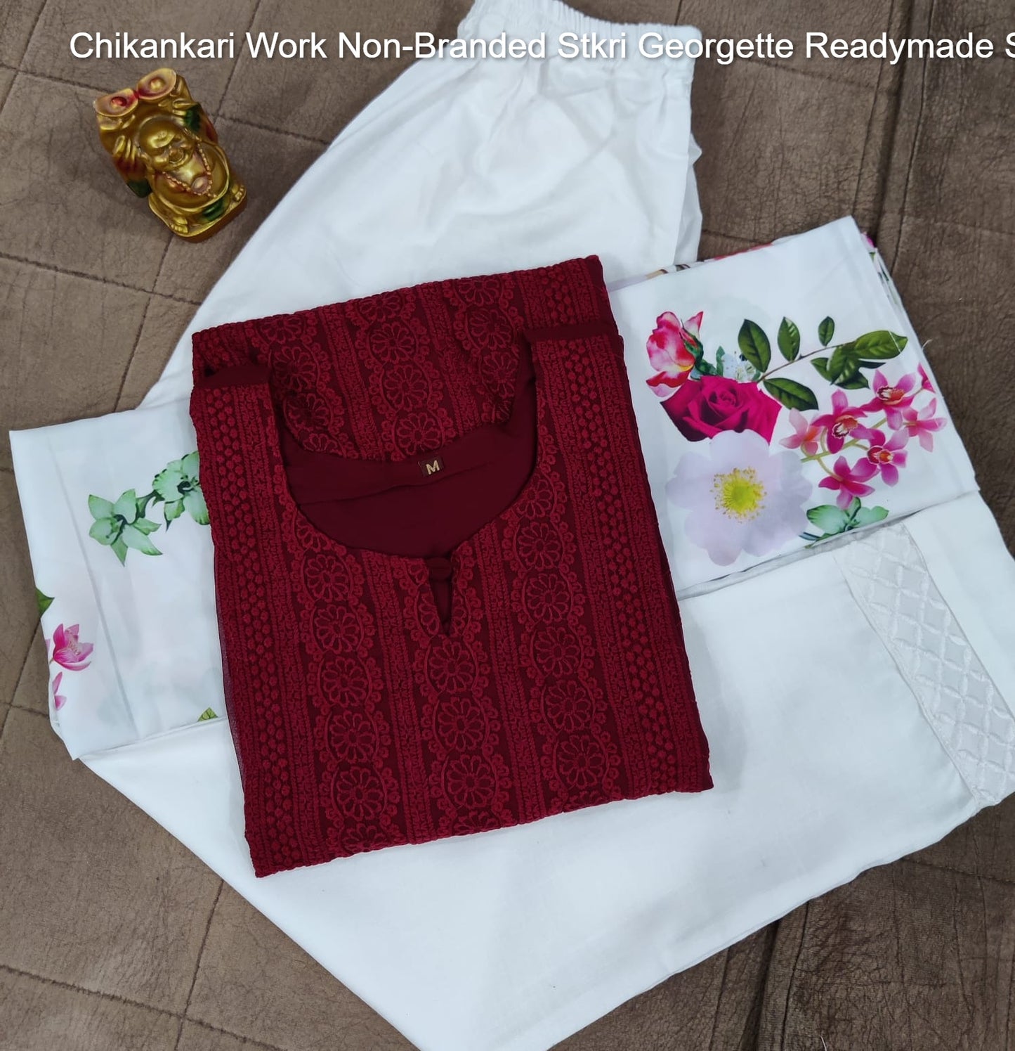 Chikankari Work Non-Branded Stkri Georgette Readymade Suits