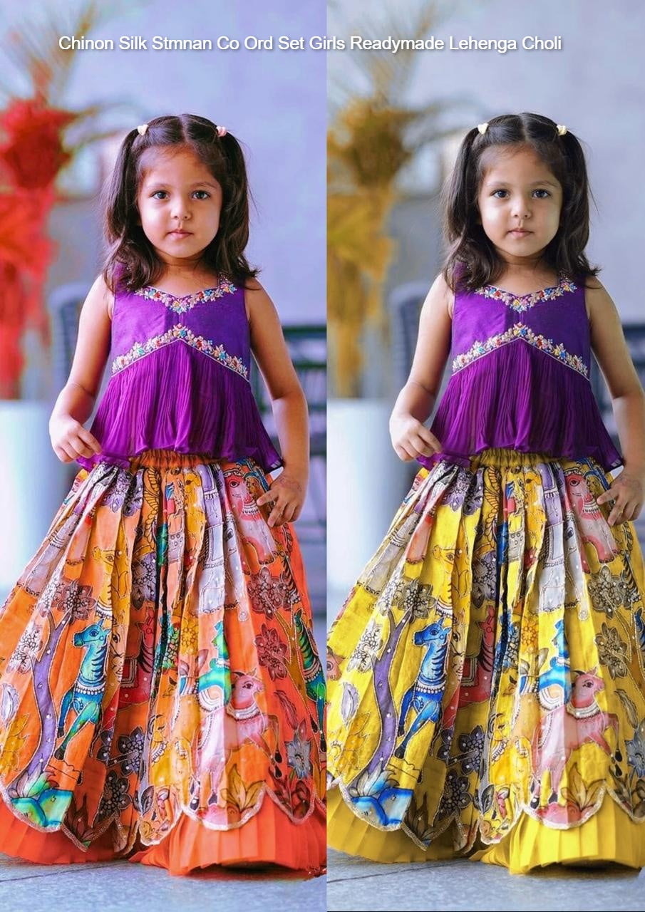 Chinon Silk Stmnan Co Ord Set Girls Readymade Lehenga Choli