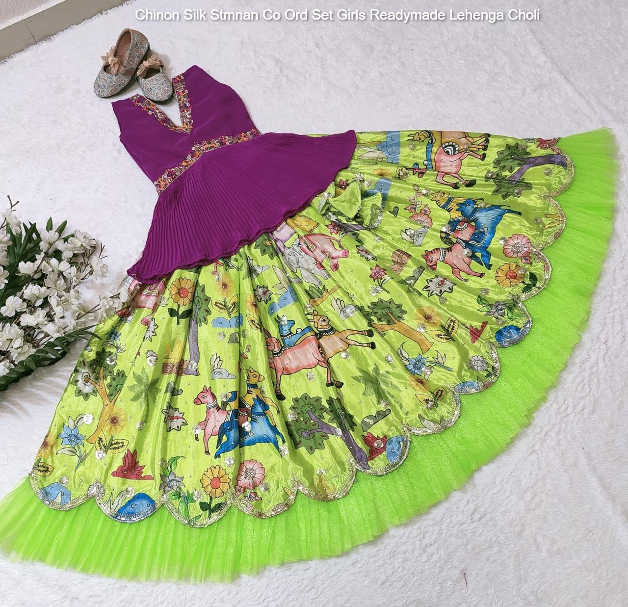 Chinon Silk Stmnan Co Ord Set Girls Readymade Lehenga Choli