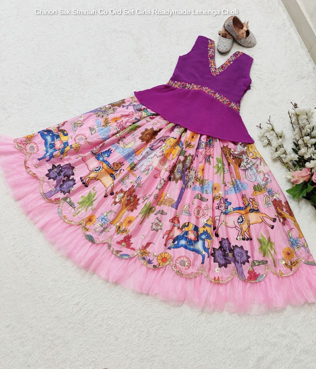 Chinon Silk Stmnan Co Ord Set Girls Readymade Lehenga Choli